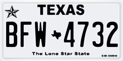TX license plate BFW4732