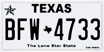TX license plate BFW4733