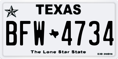 TX license plate BFW4734