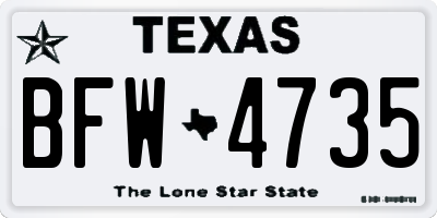 TX license plate BFW4735