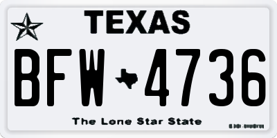 TX license plate BFW4736