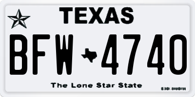 TX license plate BFW4740