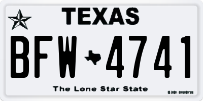 TX license plate BFW4741