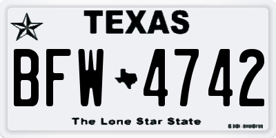 TX license plate BFW4742