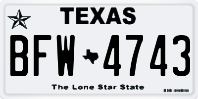 TX license plate BFW4743