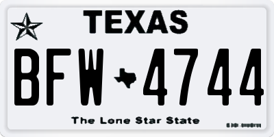TX license plate BFW4744