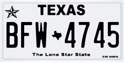 TX license plate BFW4745