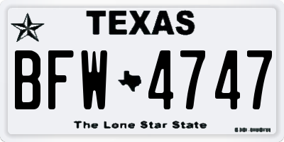 TX license plate BFW4747