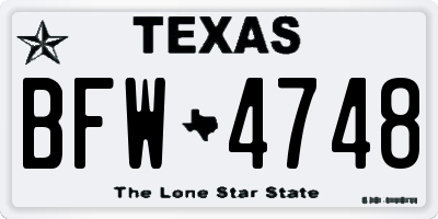 TX license plate BFW4748