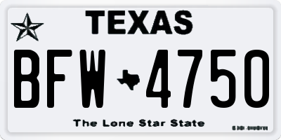 TX license plate BFW4750