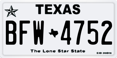 TX license plate BFW4752