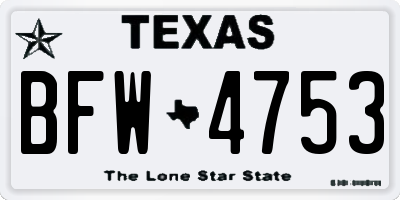 TX license plate BFW4753
