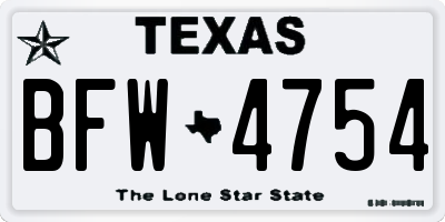 TX license plate BFW4754
