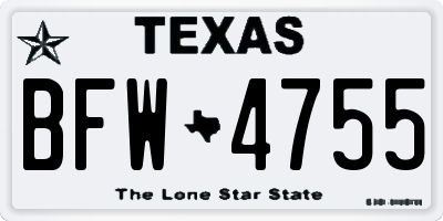 TX license plate BFW4755
