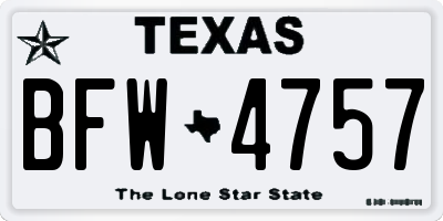 TX license plate BFW4757