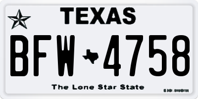 TX license plate BFW4758