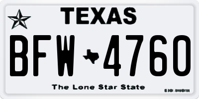 TX license plate BFW4760