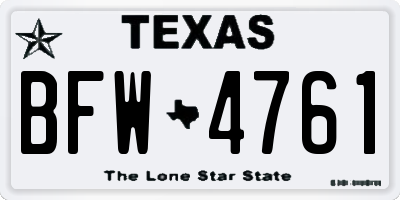 TX license plate BFW4761