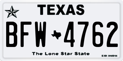 TX license plate BFW4762