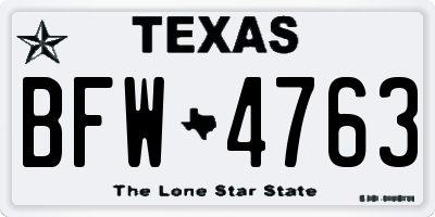 TX license plate BFW4763