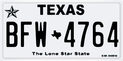 TX license plate BFW4764