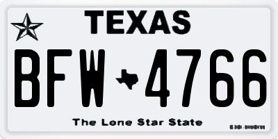 TX license plate BFW4766