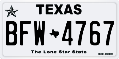 TX license plate BFW4767