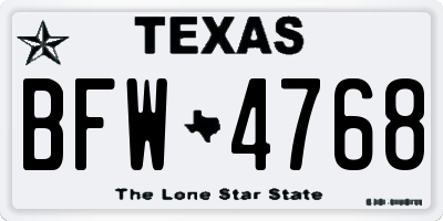 TX license plate BFW4768