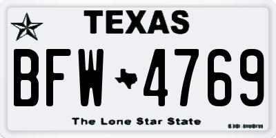 TX license plate BFW4769