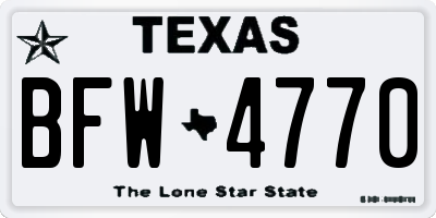 TX license plate BFW4770