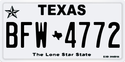 TX license plate BFW4772