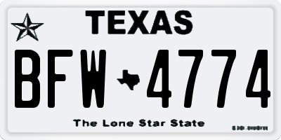 TX license plate BFW4774