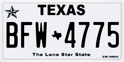 TX license plate BFW4775
