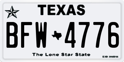 TX license plate BFW4776