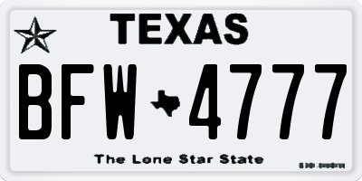 TX license plate BFW4777