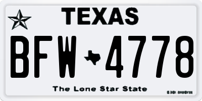 TX license plate BFW4778