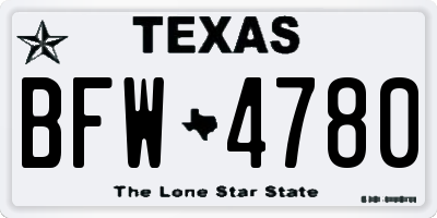 TX license plate BFW4780