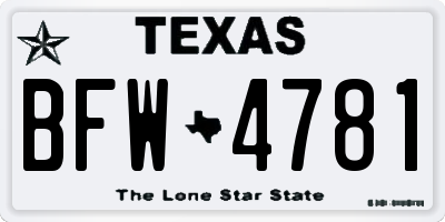 TX license plate BFW4781