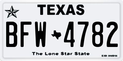 TX license plate BFW4782