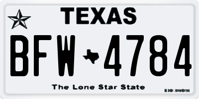TX license plate BFW4784