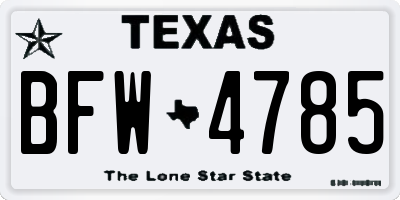 TX license plate BFW4785