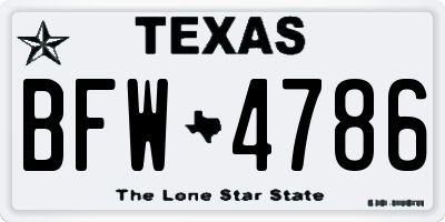 TX license plate BFW4786