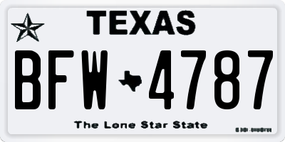 TX license plate BFW4787