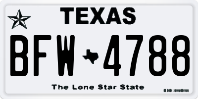 TX license plate BFW4788