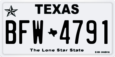 TX license plate BFW4791