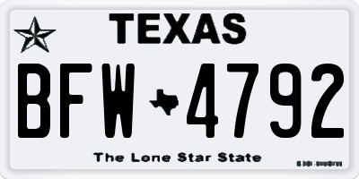 TX license plate BFW4792