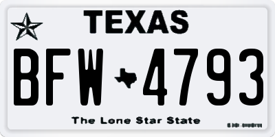 TX license plate BFW4793