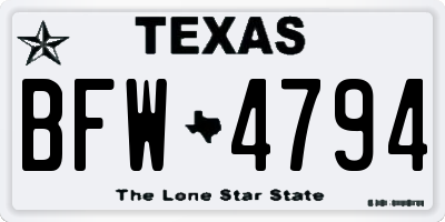 TX license plate BFW4794