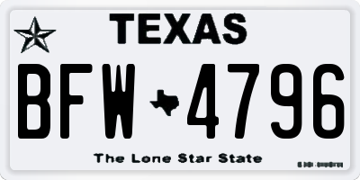 TX license plate BFW4796