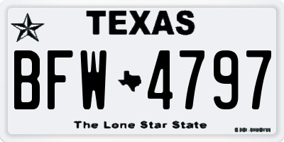 TX license plate BFW4797